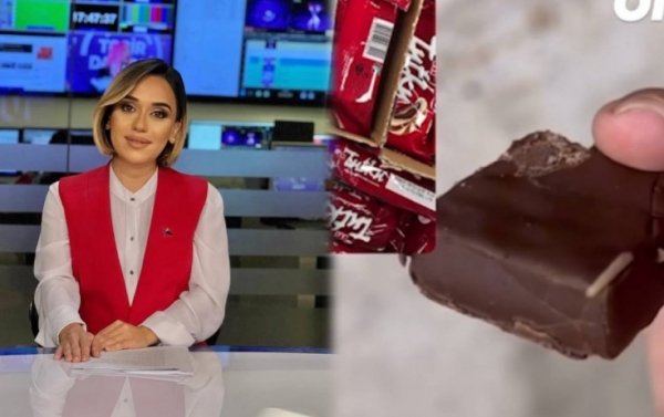 Aparıcının "Araz"dan aldığı şokoladdan qurd çıxdı - Video